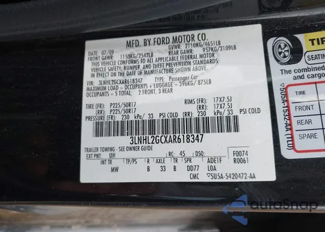 2010 Lincoln Mkz из США, поврежденный, VIN 3LNHL2GCXAR618347